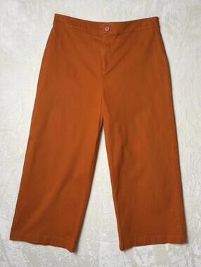 Forever 21 Women's Orange Wide Leg Cropped Pants Size Large Mid-Rise Culottes